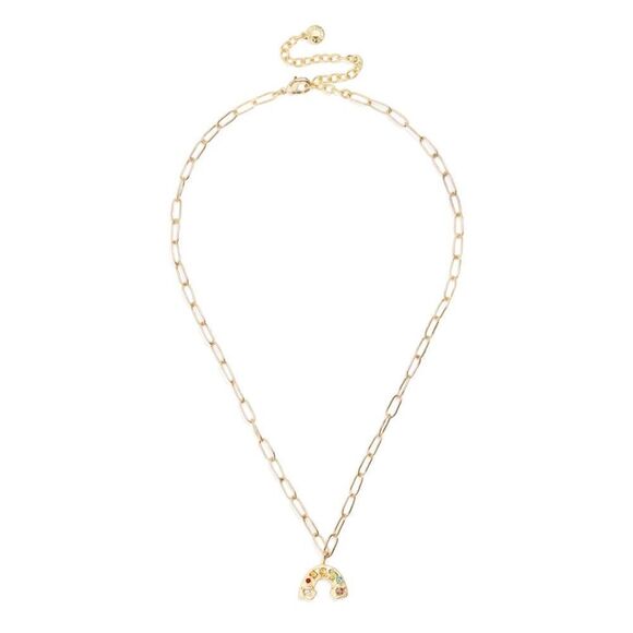 BaubleBar Gold-Plated Small Hera Link Rainbow Pendant Necklace New - Picture 1 of 4
